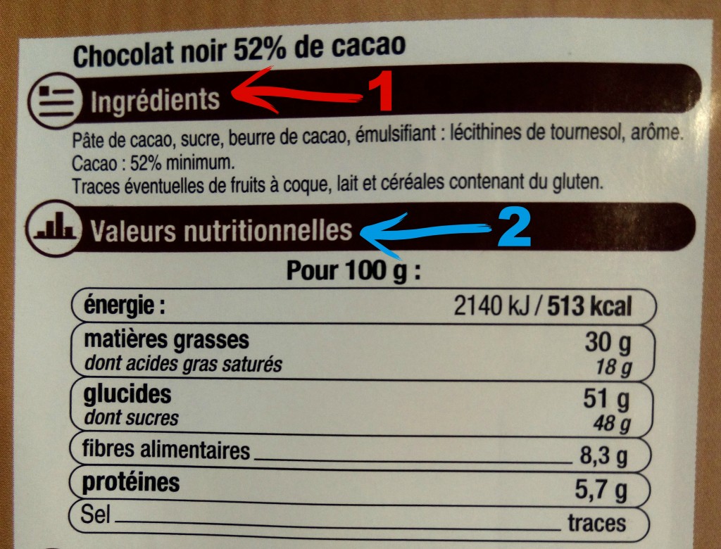 chocolat noir étiquette